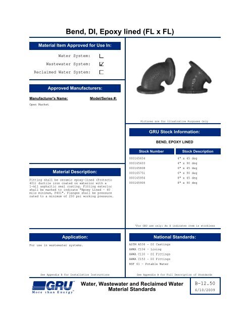 Complete Material Standards Manual - Gainesville Regional Utilities