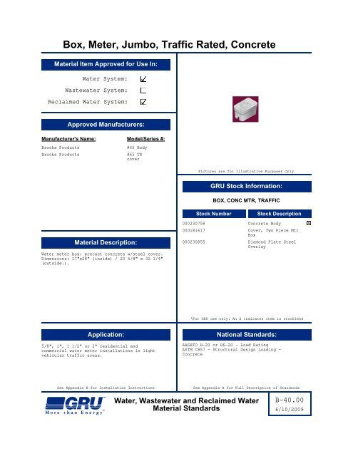 Complete Material Standards Manual - Gainesville Regional Utilities