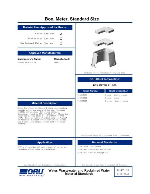 Complete Material Standards Manual - Gainesville Regional Utilities