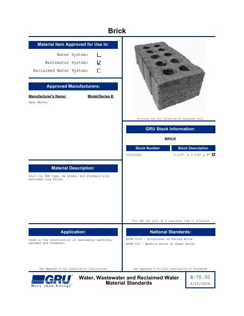 Complete Material Standards Manual - Gainesville Regional Utilities