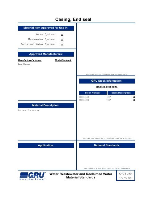 Complete Material Standards Manual - Gainesville Regional Utilities