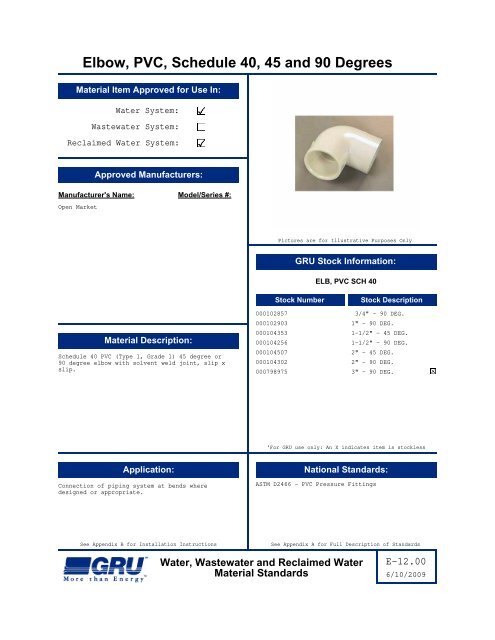 Complete Material Standards Manual - Gainesville Regional Utilities