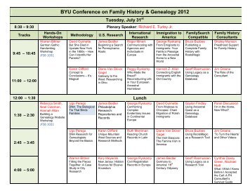 BYU Conference on Family History & Genealogy 2012