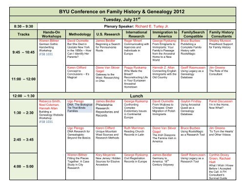 BYU Conference on Family History & Genealogy 2012