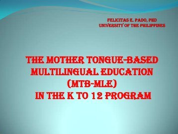 (MTB-MLE) in the k to 12 program