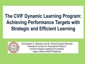 The CVIF Dynamic Learning Program - Catholic Educational ...