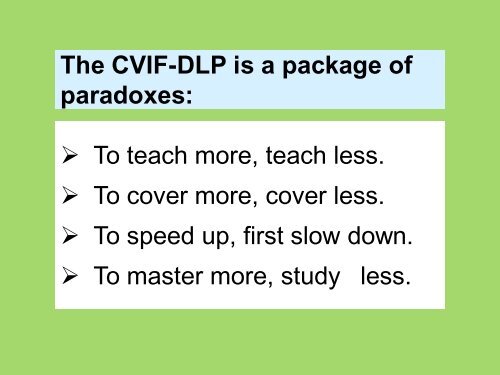 The CVIF Dynamic Learning Program - Catholic Educational ...