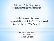 Sr. Marissa Viri RVM Strategies and Actions