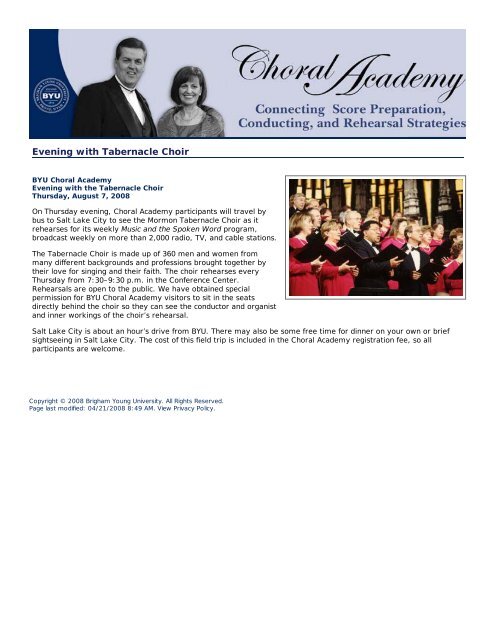 BYU Choral Academy - Continuing Education - Brigham Young ...