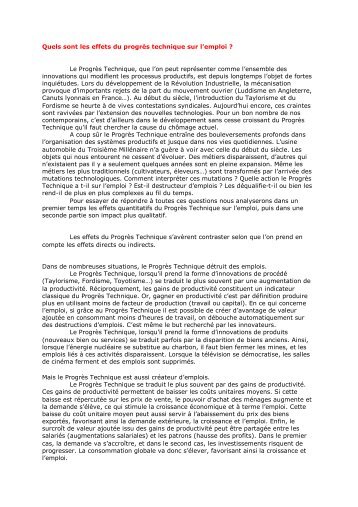 Dissertation croissance progres technique et emploi dissertation