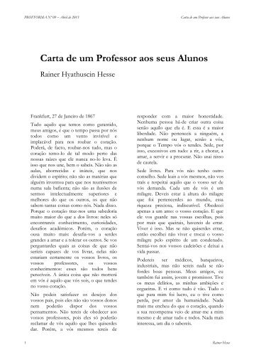 Carta de um Professor aos seus Alunos - cefopna