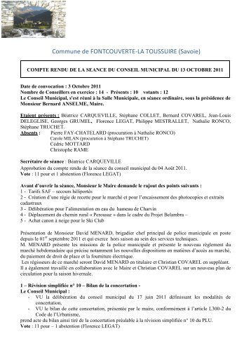 compte rendu du 13 octobre 2011.pdf - Fontcouverte La Toussuire