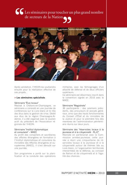 Rapport d'activité 2010 - IHEDN