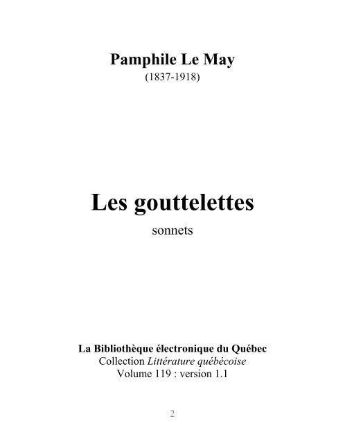 Les gouttelettes - La Bibliothèque électronique du Québec