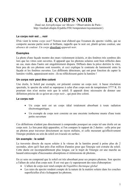 Le Corps Noir Definition La Ferme Des Etoiles