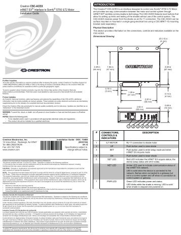 Installation Guide: CSC-ACEX - Crestron