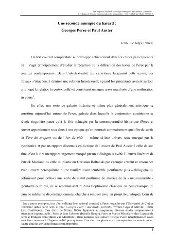 Georges Perec et Paul Auster - Universidade do Minho