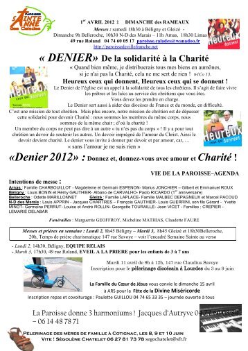 «Denier2012» : - Paroisse Sainte-Anne des Calades