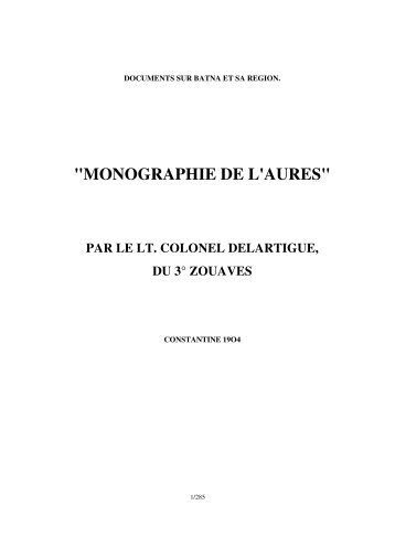 "MONOGRAPHIE DE L'AURES" - Les Chaouis des Aurès