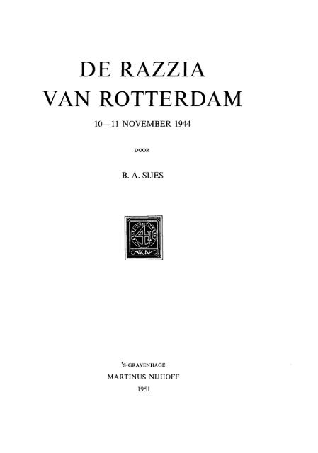 De razzia van Rotterdam. 10-11 november 1944 - KNAW