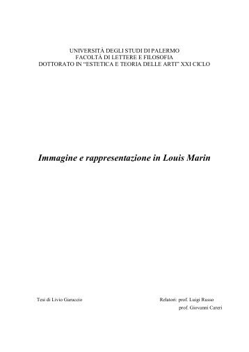 Immagine e rappresentazione in Louis Marin - Università di Palermo