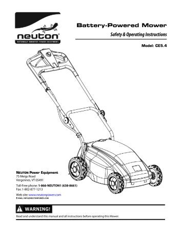 268001 Neuton CE5.4 S&O Manual English ... - Neuton® Mower