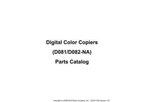 D081/D082 PARTS CATALOG