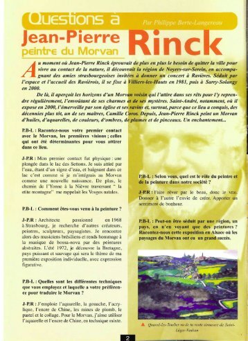 N° 15 : Questions à Jean-Pierre Rinck - Vents du Morvan