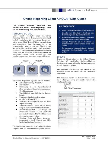 Online-Reporting Client für OLAP Data Cubes - cellent finance ...