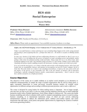 BUS 4553 Social Enterprise