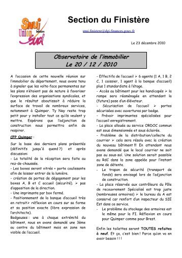 Section du Finistère - Solidaires Finances publiques