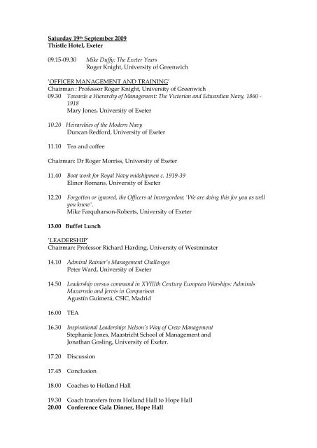 Conference programme - University of Exeter