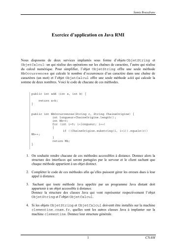 Exercice d'application en Java RMI - Cedric - Cnam