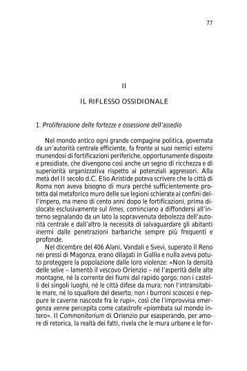 II IL RIFLESSO OSSIDIONALE 1. Proliferazione delle fortezze e ...