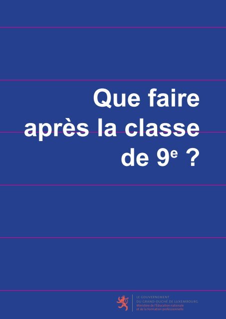 Que faire après la classe de 9e ? - CPOS