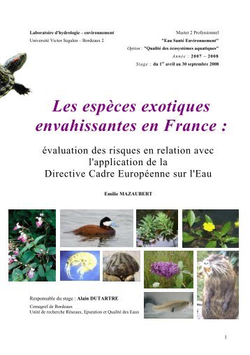 Les espèces exotiques envahissantes en France - Centre de ...