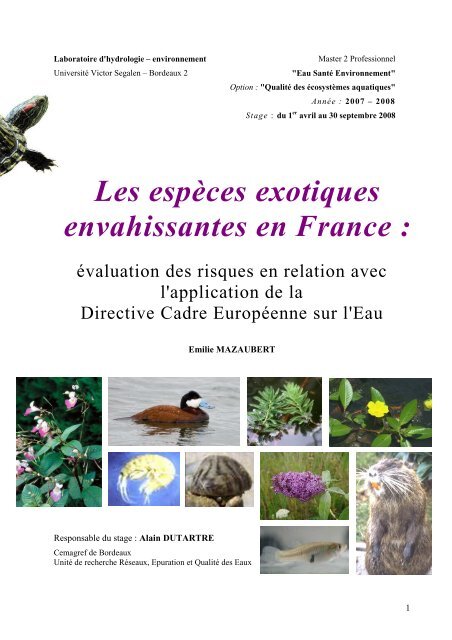 Les espèces exotiques envahissantes en France - Centre de ...