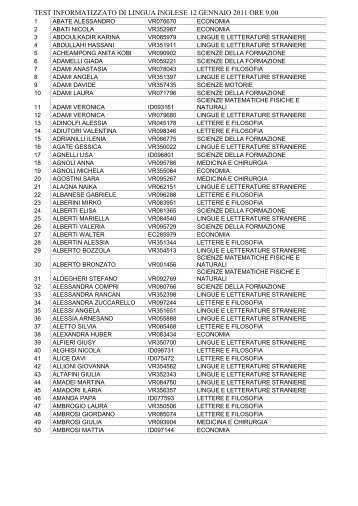 TEST INFORMATIZZATO DI LINGUA INGLESE 12 GENNAIO 2011 ...