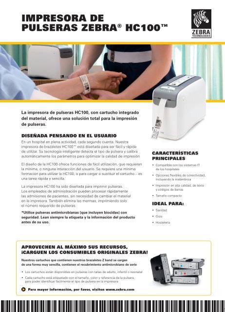 impresora De pulseras Zebra® HC100™ - Interempresas