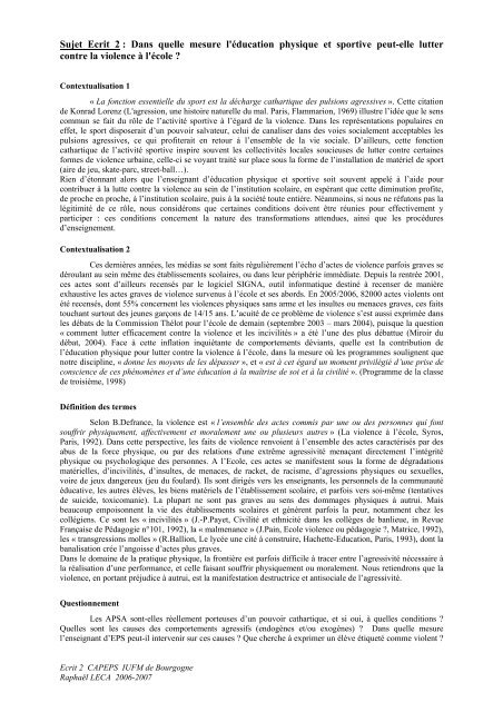 Dans Quelle Mesure L Education Physique Et Culture Staps
