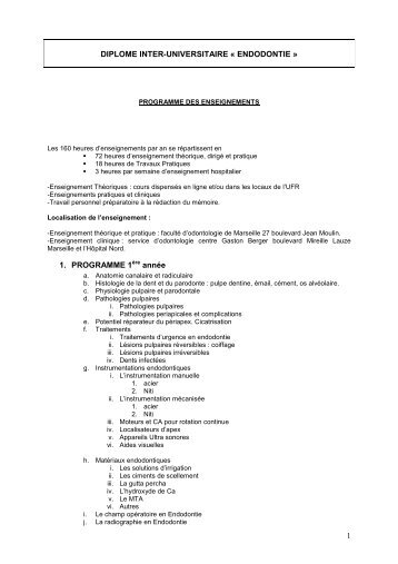 ENDODONTIE - Faculté d'odontologie