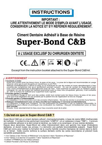 mode d'emploi du Super-Bond C&B