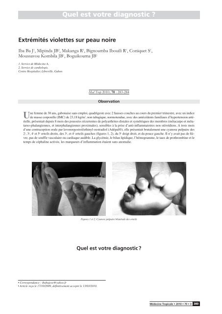 Quel est votre diagnostic ?