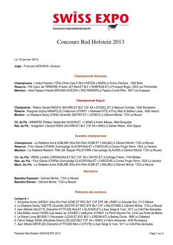 Concours Red Holstein 2013 - Swiss Expo