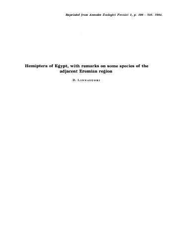 Hemiptera of Egypt, with remarks on some species of the adjacent ...