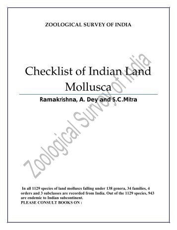 Checklist of Indian Land Mollusca - Zoological Survey of India