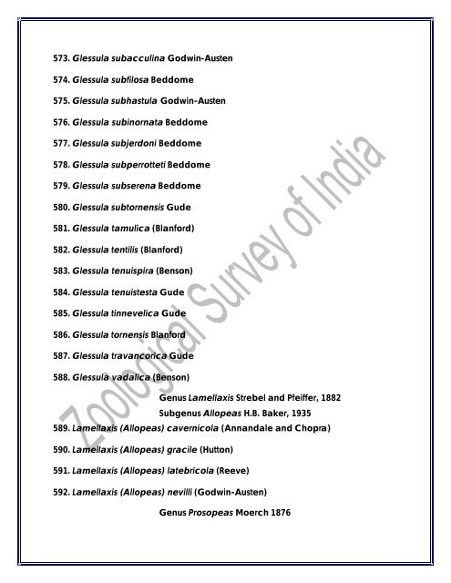 Checklist of Indian Land Mollusca - Zoological Survey of India