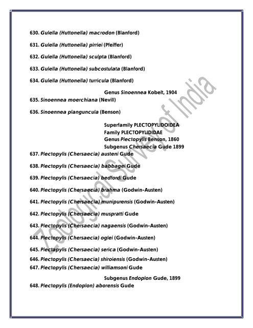 Checklist of Indian Land Mollusca - Zoological Survey of India