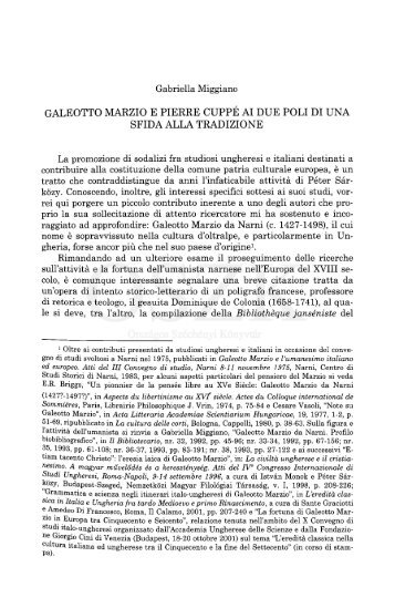 Galeotto Marzio e Pierre Cuppé ai due poli di una sfida alla ... - EPA
