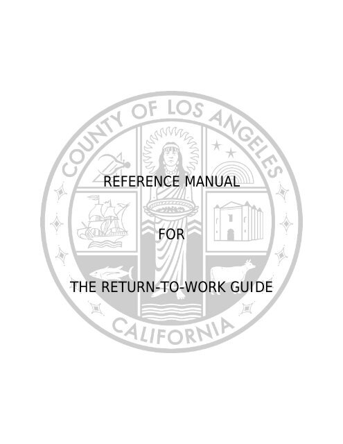 reference manual for the return-to-work guide - Chief Executive ...